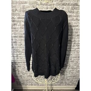 Karen Scott Beaded Cable Knit Mock Sweater